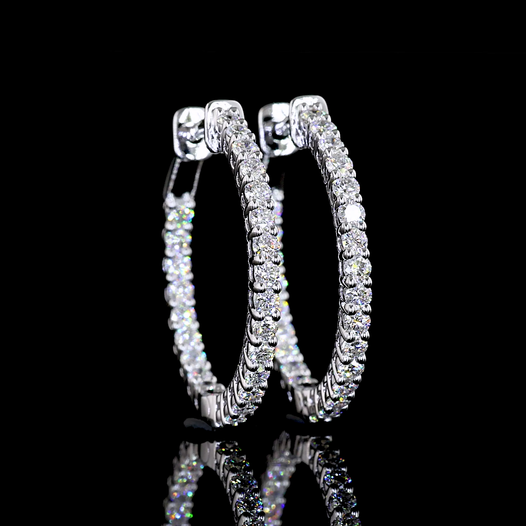 1.03 CTTW Round Lab Diamond Hoops Earring 25mm 14k White Gold F Color and VS2 Clarity jewelry-spot-usa