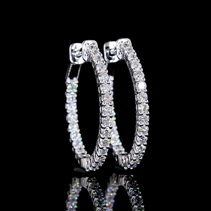 1.03 CTTW Round Lab Diamond Hoops Earring 25mm 14k White Gold F Color and VS2 Clarity jewelry-spot-usa