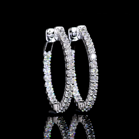 1.03 CTTW Round Lab Diamond Hoops Earring 25mm 14k White Gold F Color and VS2 Clarity jewelry-spot-usa