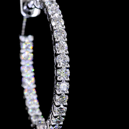 1.03 CTTW Round Lab Diamond Hoops Earring 25mm 14k White Gold F Color and VS2 Clarity jewelry-spot-usa