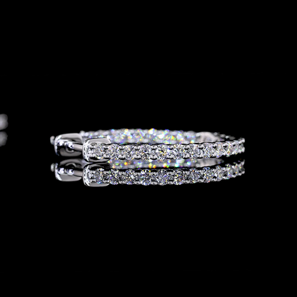 1.03 CTTW Round Lab Diamond Hoops Earring 25mm 14k White Gold F Color and VS2 Clarity jewelry-spot-usa