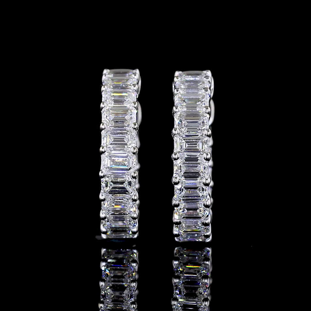 1.52 CTTW Emerald Lab Diamond Huggies Earring 13.36mm 14k White Gold E Color and VS Clarity jewelry-spot-usa