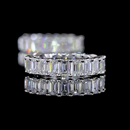 1.52 CTTW Emerald Lab Diamond Huggies Earring 13.36mm 14k White Gold E Color and VS Clarity jewelry-spot-usa