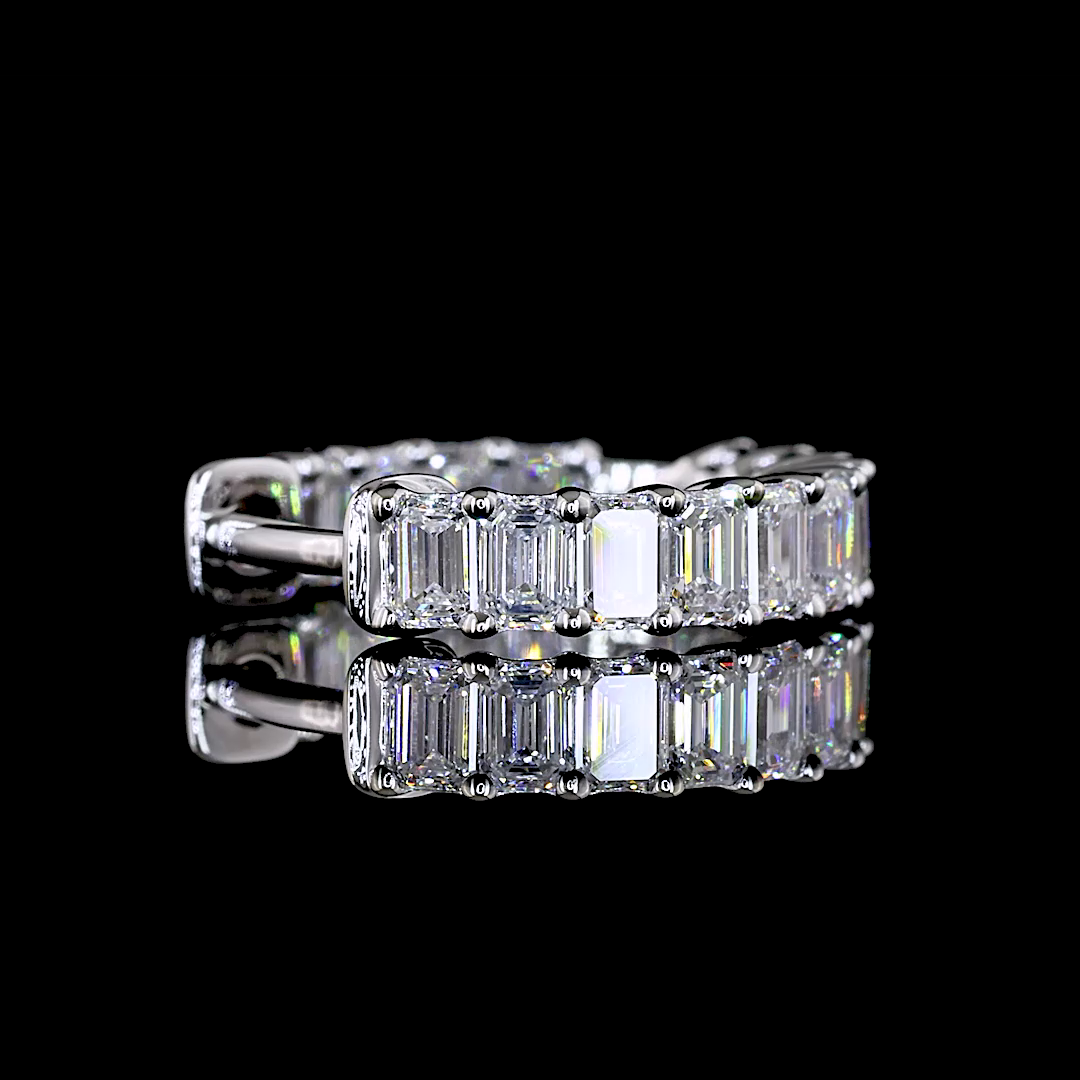 1.52 CTTW Emerald Lab Diamond Huggies Earring 13.36mm 14k White Gold E Color and VS Clarity jewelry-spot-usa