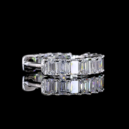 1.52 CTTW Emerald Lab Diamond Huggies Earring 13.36mm 14k White Gold E Color and VS Clarity jewelry-spot-usa