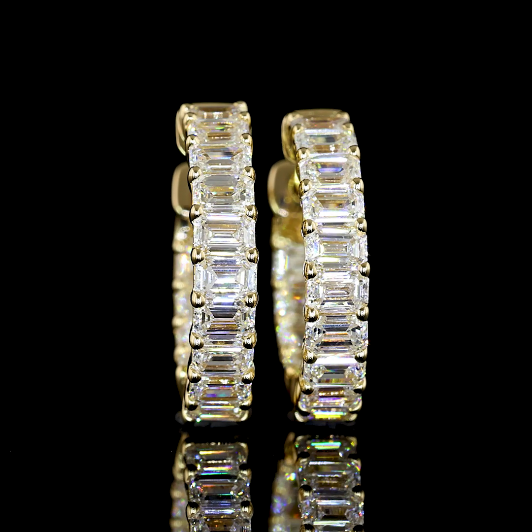 1.48 CTTW Emerald Lab Diamond Huggies Earring 13.36mm 14k Yellow Gold E Color and VS1/VS Clarity jewelry-spot-usa