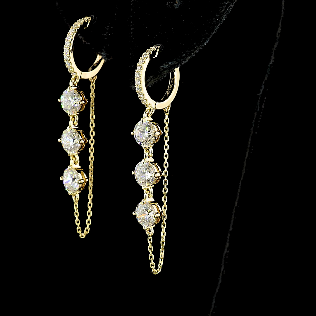 3.41 CTTW Round Lab Diamond Huggies Earring