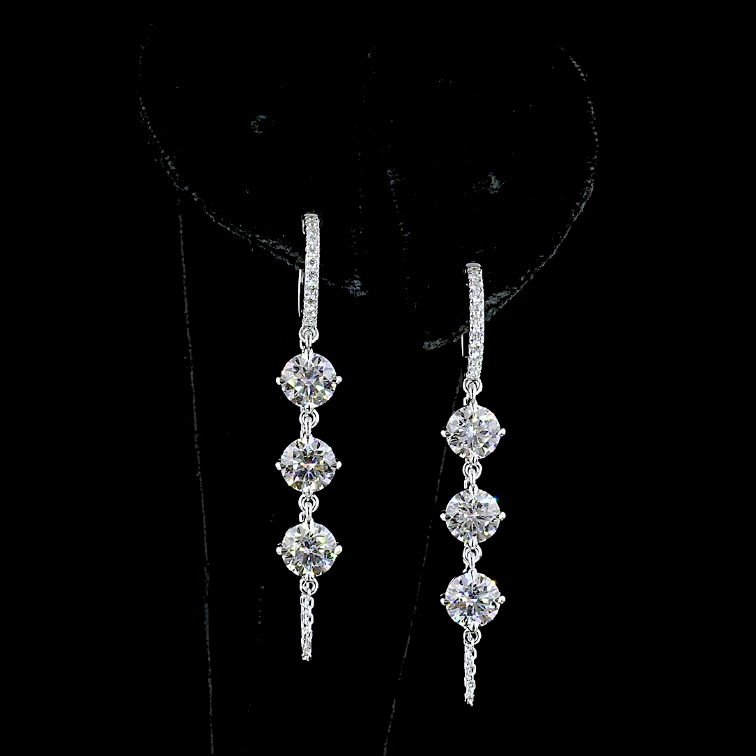 4.43 CTTW Round Lab Diamond Hanging Earring 14k White Gold E Color and VS Clarity jewelry-spot-usa
