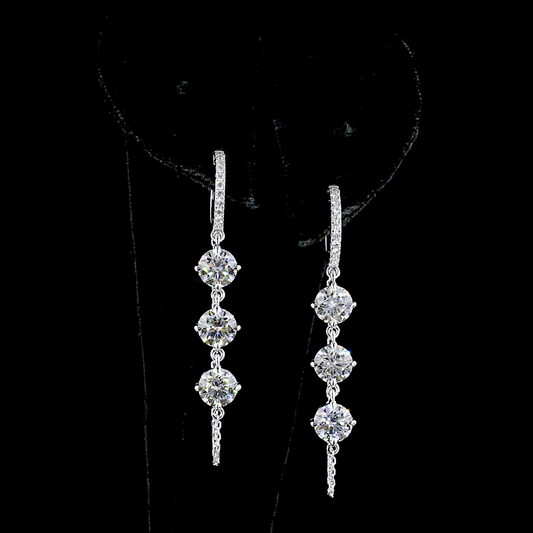 4.43 CTTW Round Lab Diamond Hanging Earring 14k White Gold E Color and VS Clarity jewelry-spot-usa