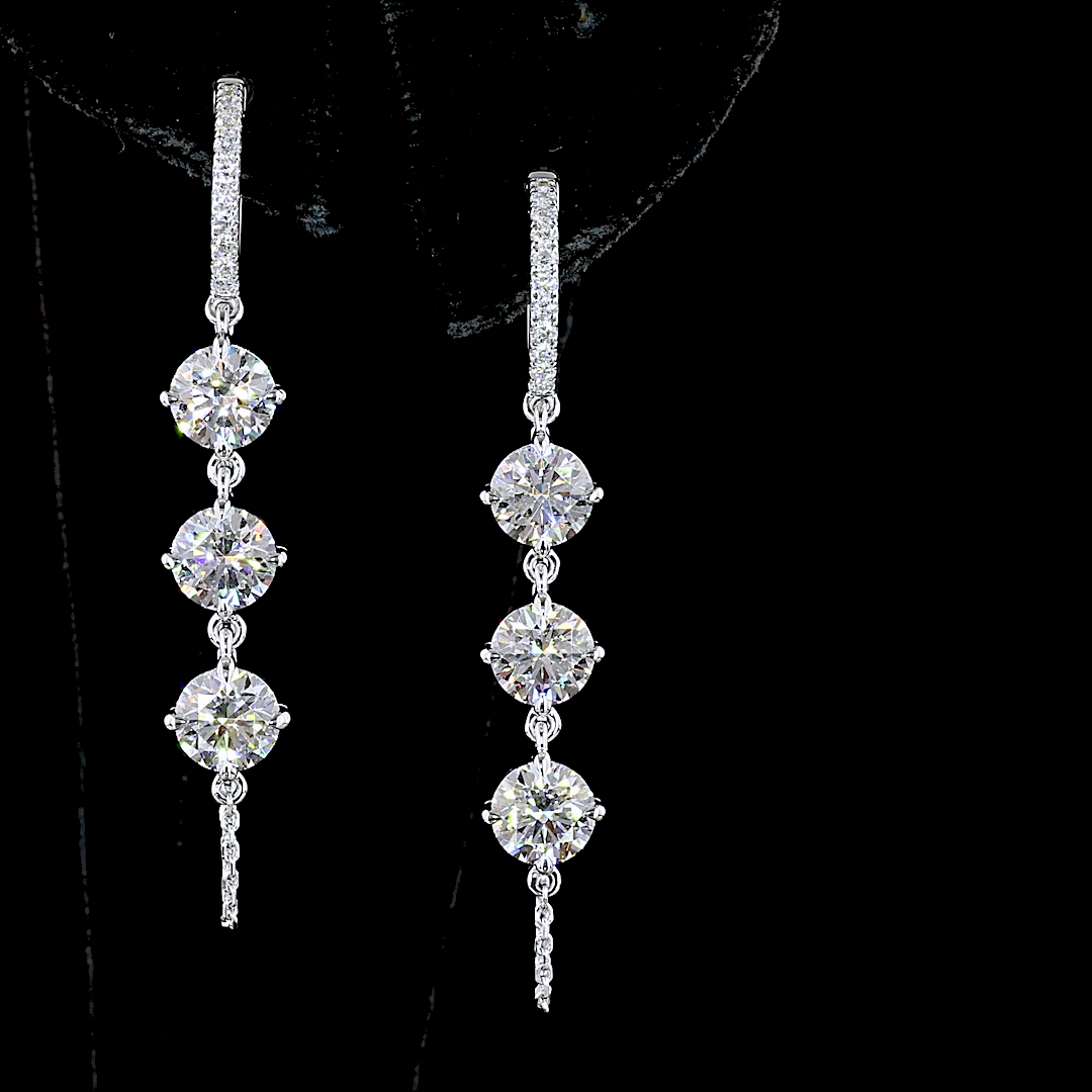 4.43 CTTW Round Lab Diamond Hanging Earring 14k White Gold E Color and VS Clarity jewelry-spot-usa