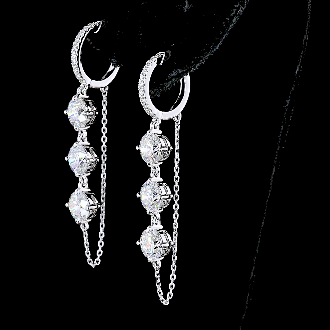 4.43 CTTW Round Lab Diamond Hanging Earring 14k White Gold E Color and VS Clarity jewelry-spot-usa