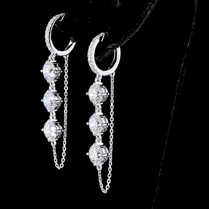 4.43 CTTW Round Lab Diamond Hanging Earring 14k White Gold E Color and VS Clarity jewelry-spot-usa