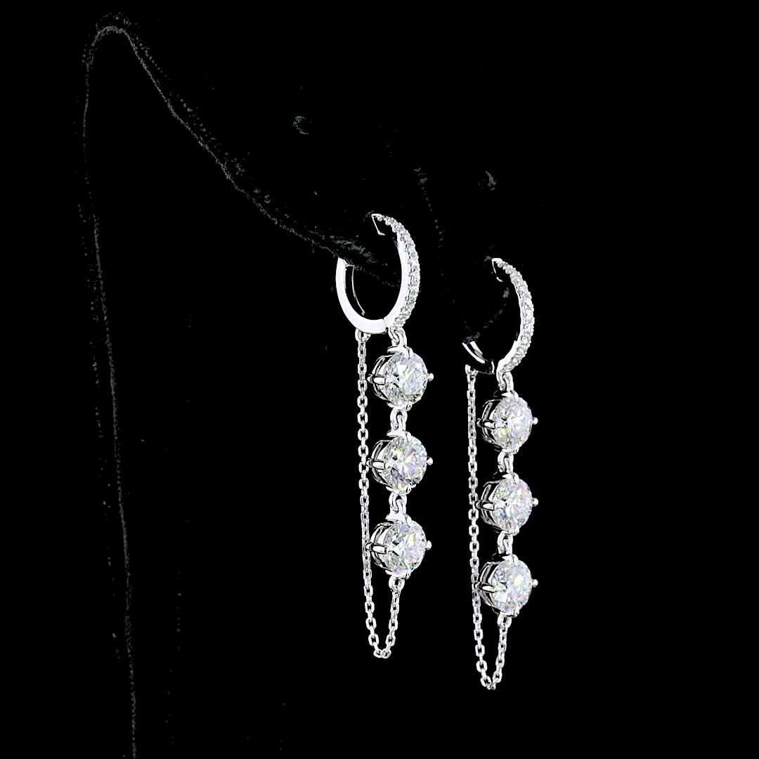 4.43 CTTW Round Lab Diamond Hanging Earring 14k White Gold E Color and VS Clarity jewelry-spot-usa