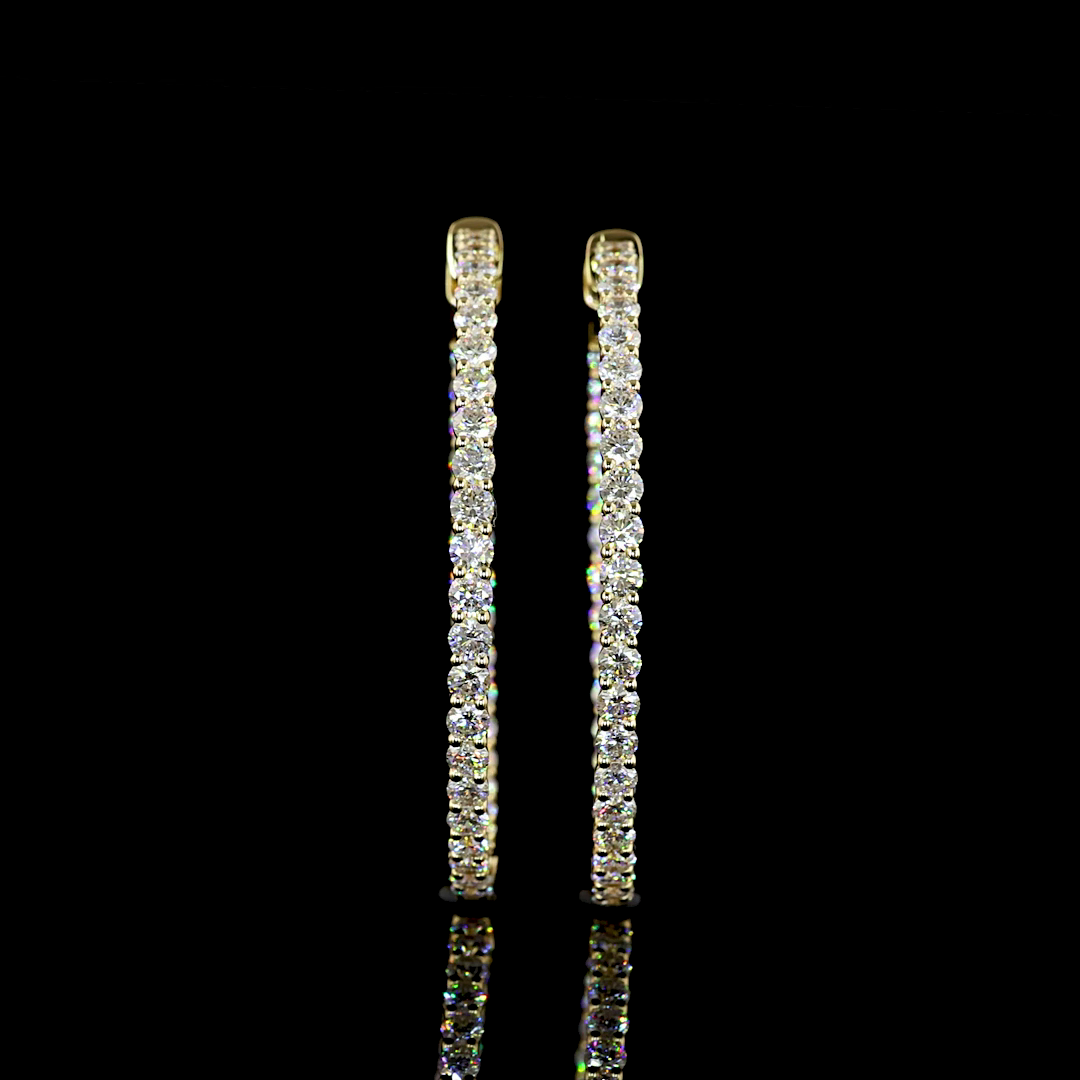 2.81 CTTW Round Lab Diamond Hoops Earring 35mm 14k Yellow Gold E Color and VS Clarity jewelry-spot-usa