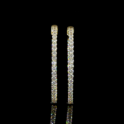 2.81 CTTW Round Lab Diamond Hoops Earring 35mm 14k Yellow Gold E Color and VS Clarity jewelry-spot-usa