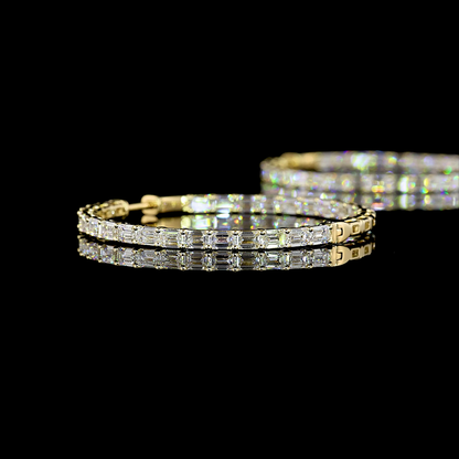 6.40 CTTW Emerald Lab Diamond Hoops Earring (E Color and VS Clarity)