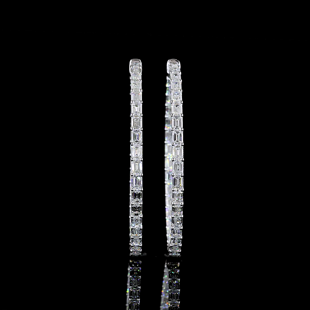 7.10 CTTW Emerald Lab Diamond Hoops Earring 14k White Gold E Color and VS1 Clarity jewelry-spot-usa