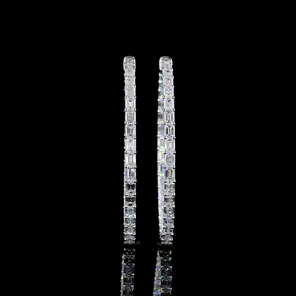 7.10 CTTW Emerald Lab Diamond Hoops Earring 14k White Gold E Color and VS1 Clarity jewelry-spot-usa