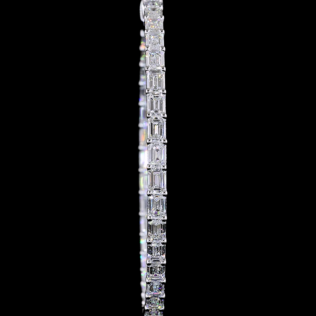 7.10 CTTW Emerald Lab Diamond Hoops Earring 14k White Gold E Color and VS1 Clarity jewelry-spot-usa