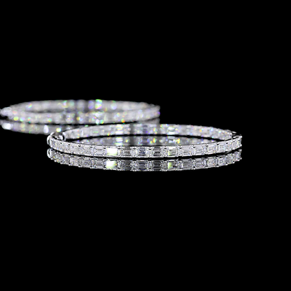 7.10 CTTW Emerald Lab Diamond Hoops Earring 14k White Gold E Color and VS1 Clarity jewelry-spot-usa