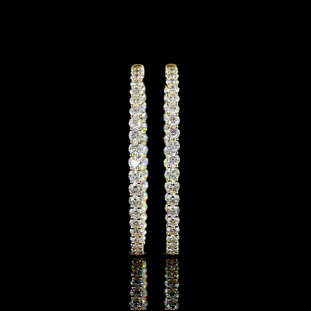 6.91 CTTW Round Lab Grown Diamond Hoops Earring 35mm (E Color and VS1 Clarity)