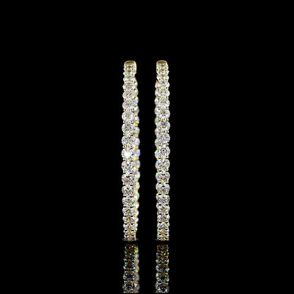 6.91 CTTW Round Lab Grown Diamond Hoops Earring 35mm (E Color and VS1 Clarity)