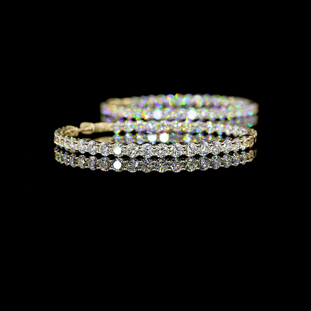 6.91 CTTW Round Lab Grown Diamond Hoops Earring 35mm (E Color and VS1 Clarity)