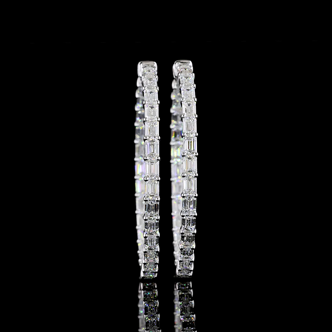 10.05 CTTW Emerald Lab Diamond Hoops Earring 44.36mm 14k White Gold E Color and VS2 Clarity jewelry-spot-usa