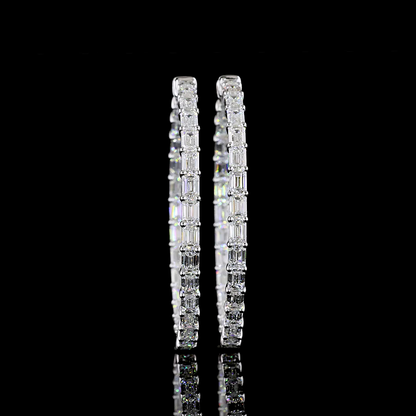 10.05 CTTW Emerald Lab Diamond Hoops Earring 44.36mm 14k White Gold E Color and VS2 Clarity jewelry-spot-usa