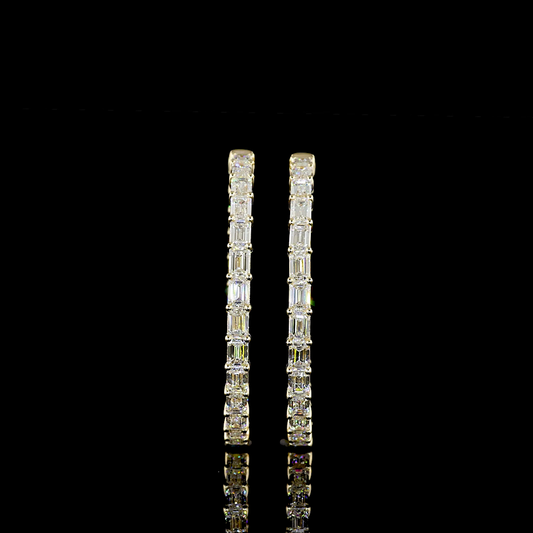8.64 CTTW Emerald Lab Diamond Hoops Earring 44.36mm 14k Yellow Gold (E Color and VS2 Clarity)