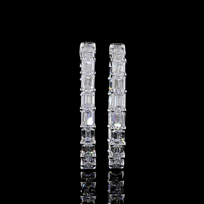 11.56 CTTW Emerald Lab Diamond Hoops Earring 34.8mm 14k White Gold E Color and VS Clarity jewelry-spot-usa