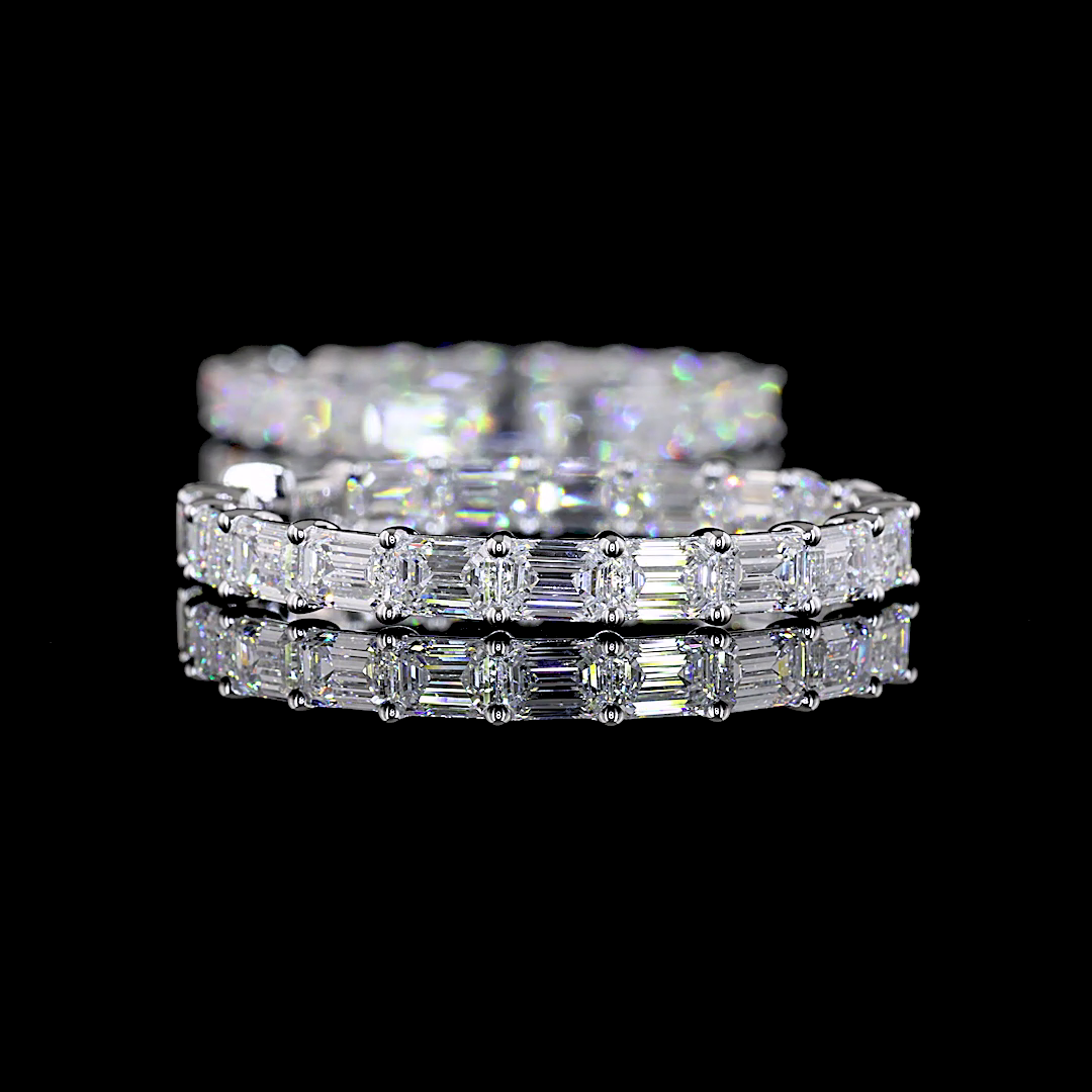 11.56 CTTW Emerald Lab Diamond Hoops Earring 34.8mm 14k White Gold E Color and VS Clarity jewelry-spot-usa