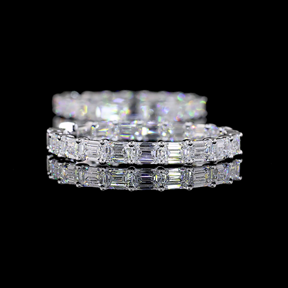 11.56 CTTW Emerald Lab Diamond Hoops Earring 34.8mm 14k White Gold E Color and VS Clarity jewelry-spot-usa