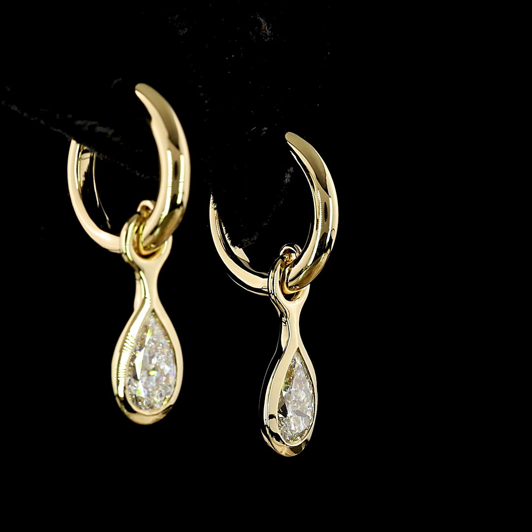 1.56 CTTW Pear Lab Diamond Hanging Earring (E Color and VS Clarity)