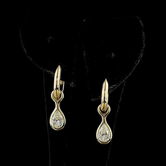1.09 CTTW Pear Lab Diamond Hanging Earring 14k Yellow Gold E Color and VS Clarity jewelry-spot-usa
