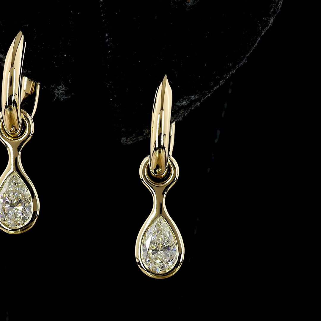 1.09 CTTW Pear Lab Diamond Hanging Earring 14k Yellow Gold E Color and VS Clarity jewelry-spot-usa
