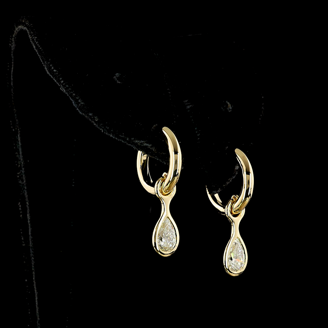 1.09 CTTW Pear Lab Diamond Hanging Earring 14k Yellow Gold E Color and VS Clarity jewelry-spot-usa