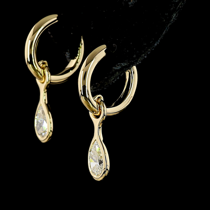 1.09 CTTW Pear Lab Diamond Hanging Earring 14k Yellow Gold E Color and VS Clarity jewelry-spot-usa