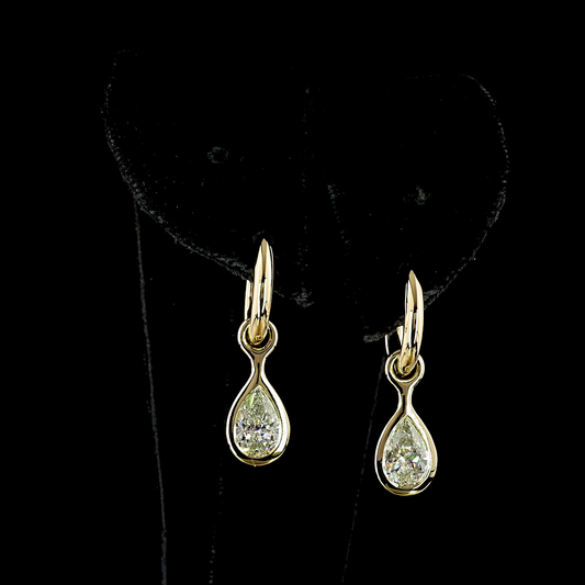 2.01 CTTW Pear Lab Diamond Hanging Earring (F Color and VS1 Clarity)