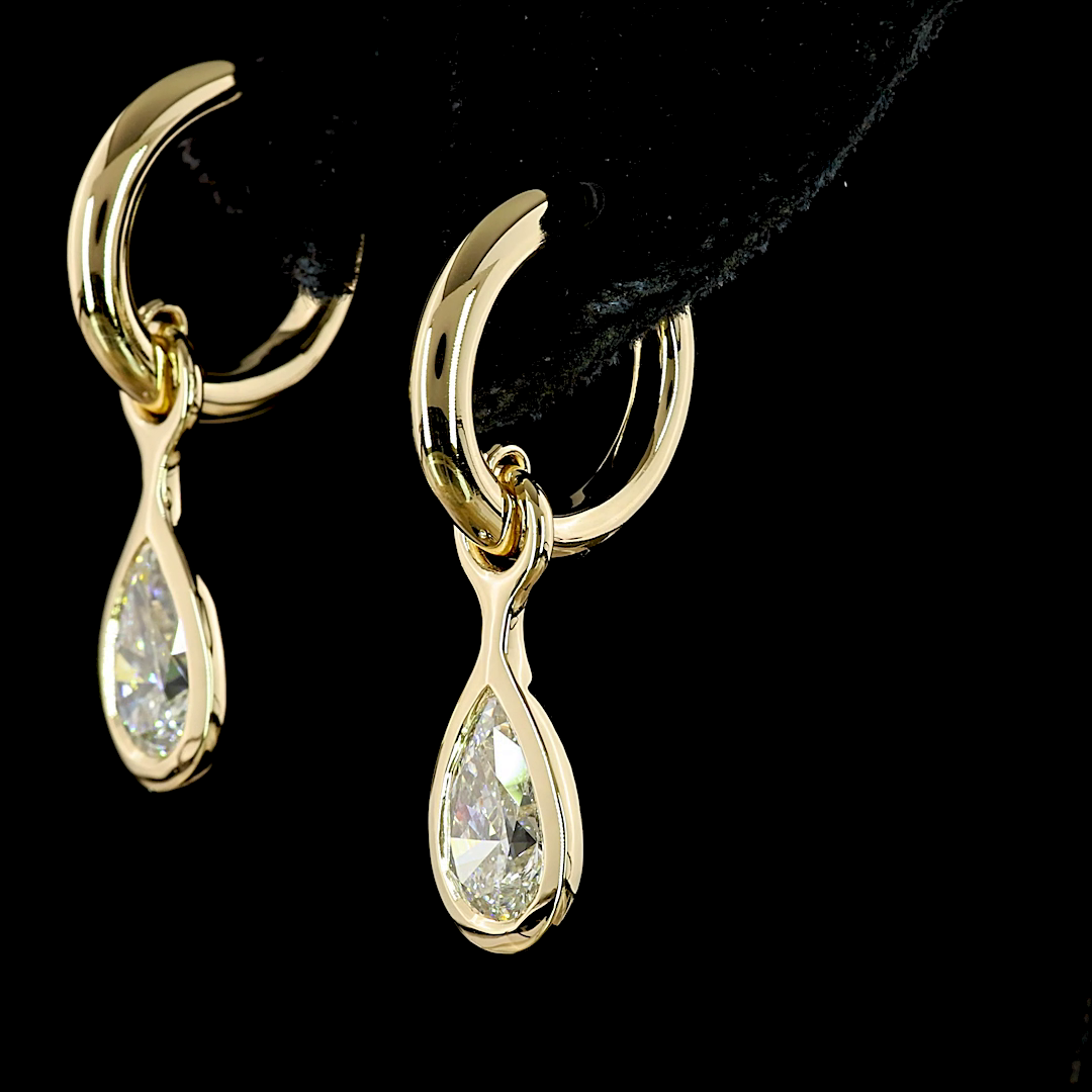 2.01 CTTW Pear Lab Diamond Hanging Earring (F Color and VS1 Clarity)