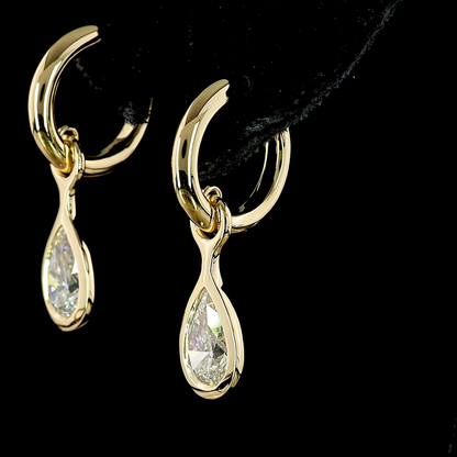 2.01 CTTW Pear Lab Diamond Hanging Earring (F Color and VS1 Clarity)