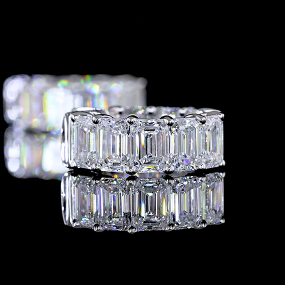 5.12 CTTW Emerald Lab Diamond Huggies Earring 16.3mm 14k White Gold (E Color and VS Clarity)