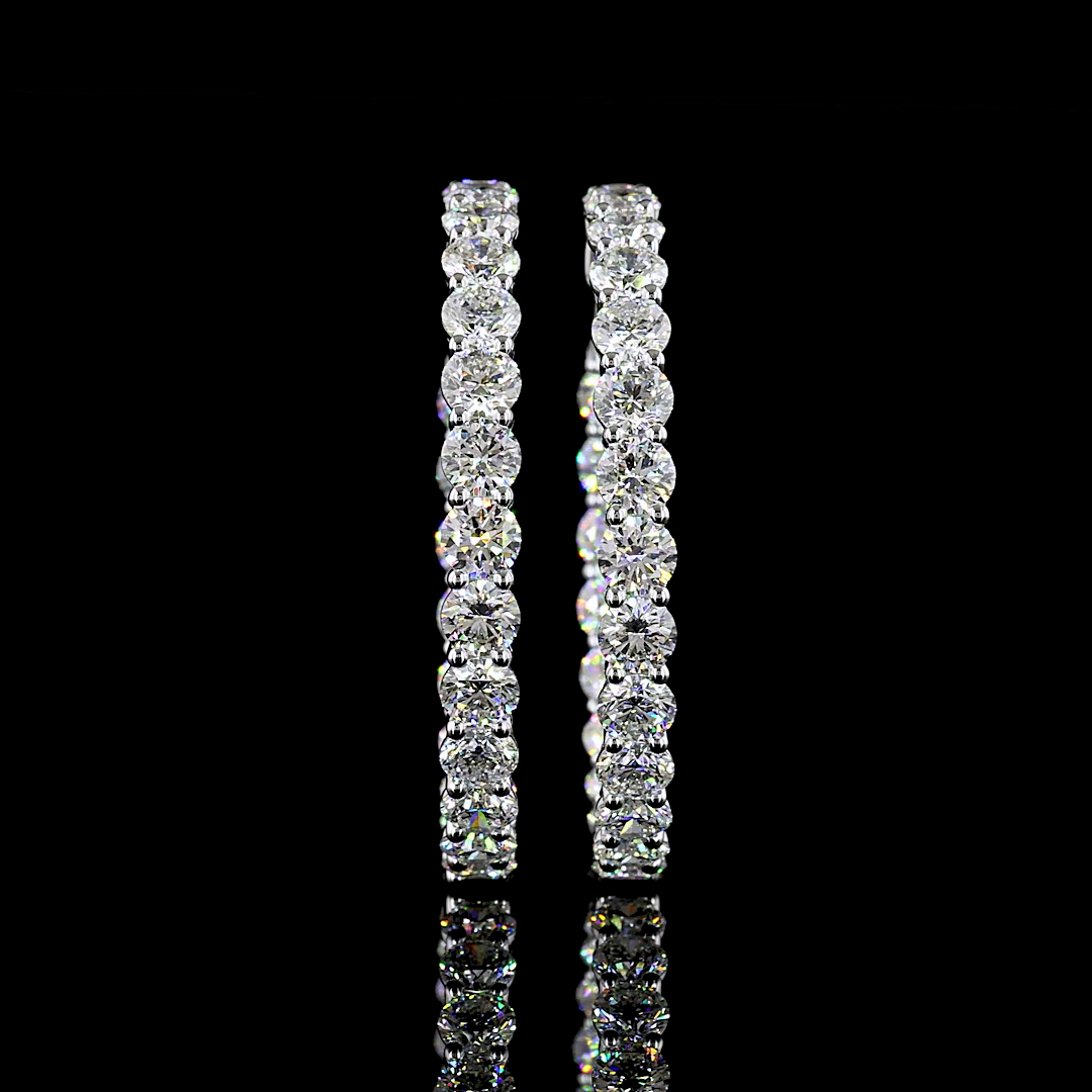 9.03 CTTW Round Lab Diamond Hoops Earring (E Color and VS Clarity)