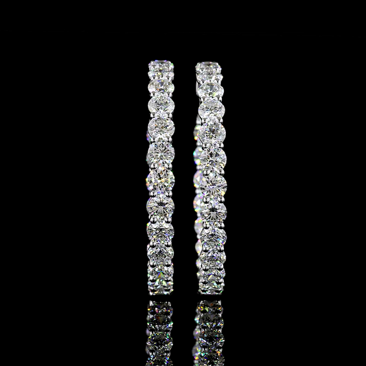 9.03 CTTW Round Lab Diamond Hoops Earring (E Color and VS Clarity)
