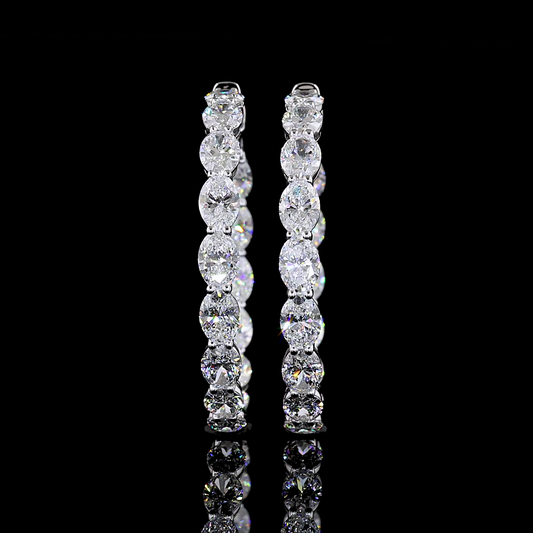 9.32 CTTW Oval Lab Diamond Hoops Earring 34.8mm 14k White Gold E Color and VS2 Clarity jewelry-spot-usa