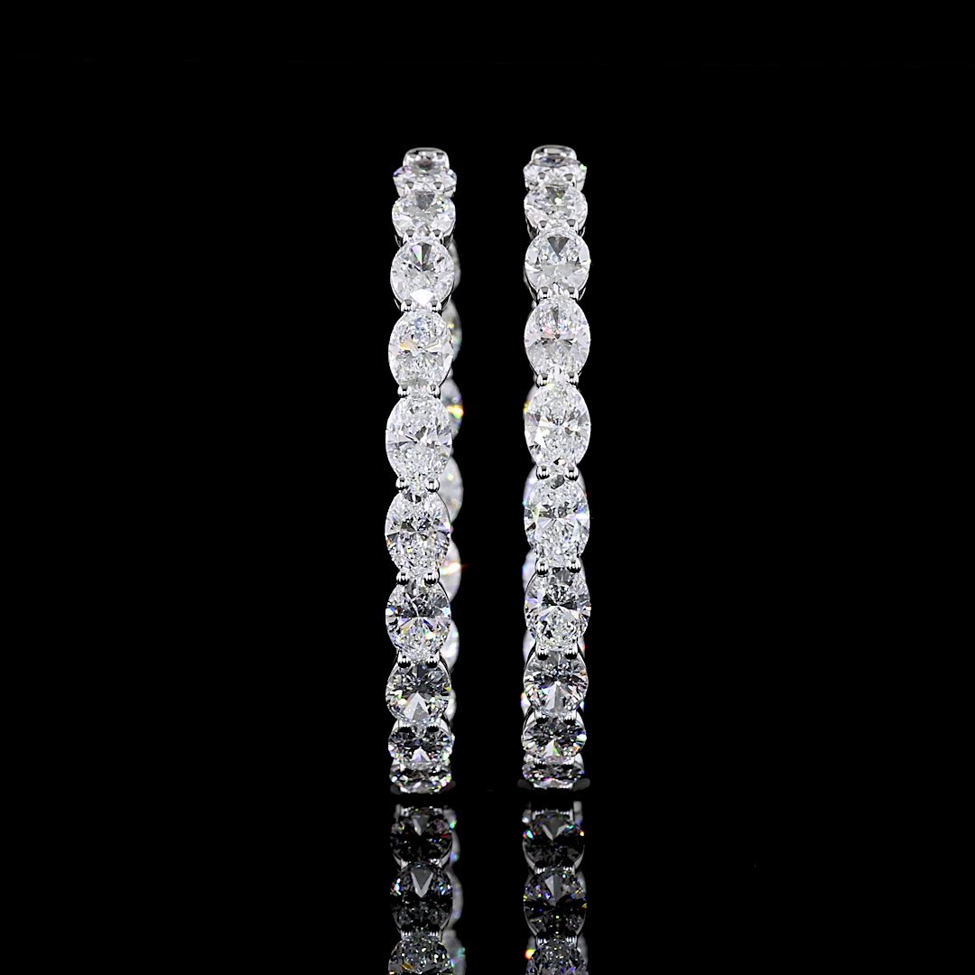 11.49 CTTW Oval Lab Diamond Hoops Earring 38mm 14k White Gold E Color and VS Clarity jewelry-spot-usa