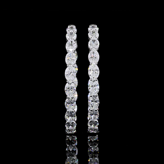 11.49 CTTW Oval Lab Diamond Hoops Earring 38mm 14k White Gold E Color and VS Clarity jewelry-spot-usa