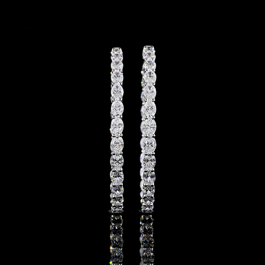 8.79 CTTW Oval Lab Diamond Hoops Earring 44.36mm 14k White Gold F Color and VS1 Clarity jewelry-spot-usa