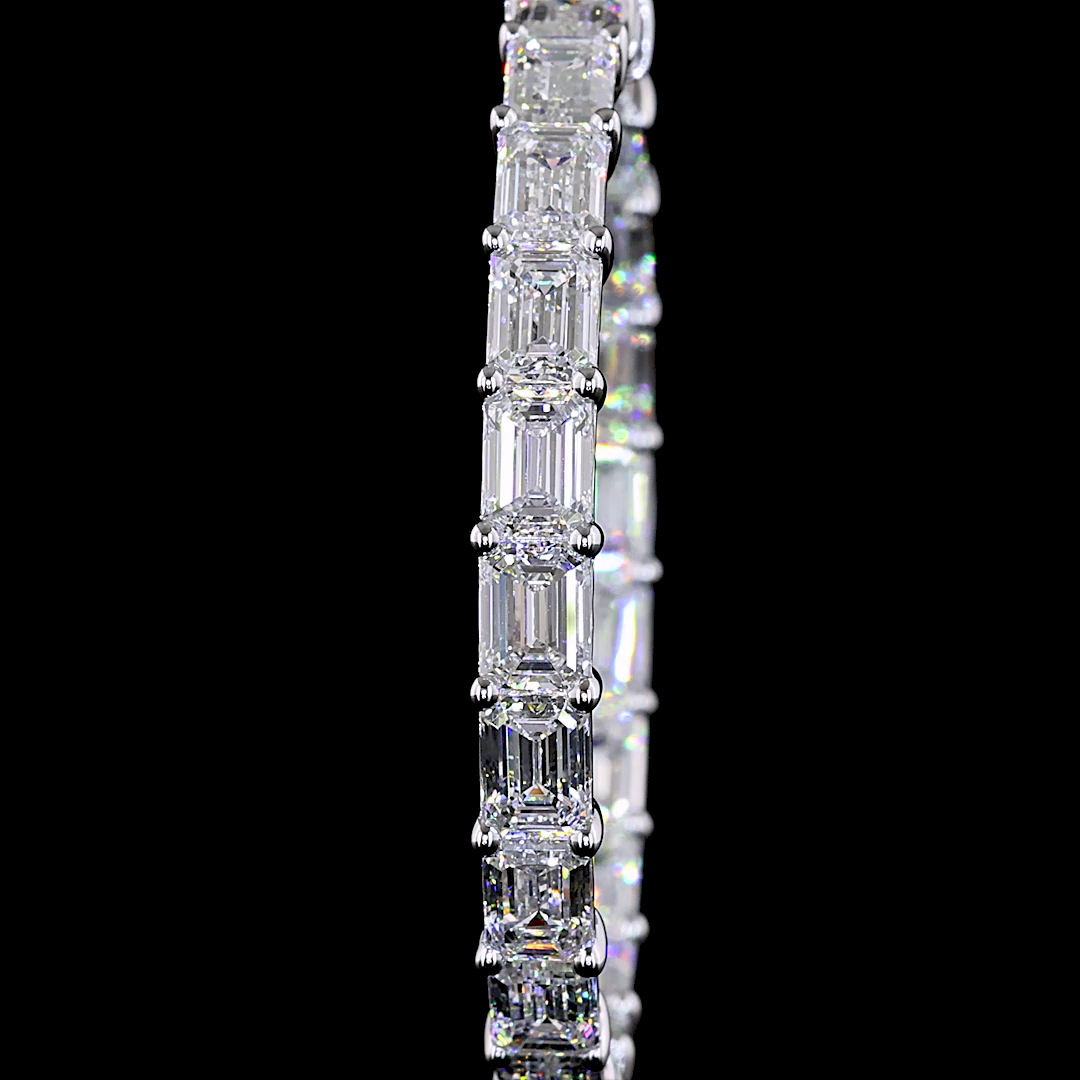 13.58 CTTW Emerald Lab Diamond Hoops Earring 38mm 14k White Gold E Color and VS2 Clarity jewelry-spot-usa