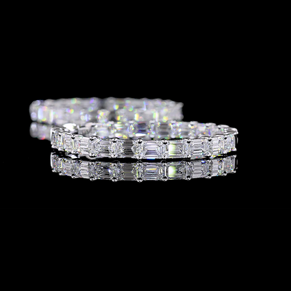 13.58 CTTW Emerald Lab Diamond Hoops Earring 38mm 14k White Gold E Color and VS2 Clarity jewelry-spot-usa